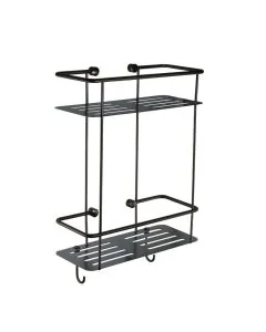 Double Square Shower Basket Brushed Black