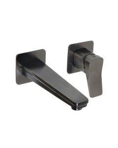 Hix Wall Mounted Basin Mixer Brushed Black
