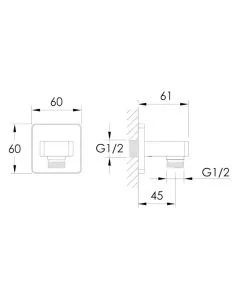 Hix Square Wall Outlet Brushed Brass