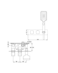 Hix 2 Way Shower Valve with Handset Brass