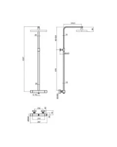 Hix Thermostatic Shower Valve Riser Kit Matt Black