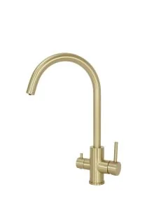 3 in1 Round Neck Multiflo Kitchen Tap Brushed Brass