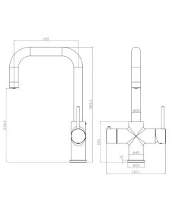 4in1 Square Neck Filtered Kettle Tap Brushed Nickel