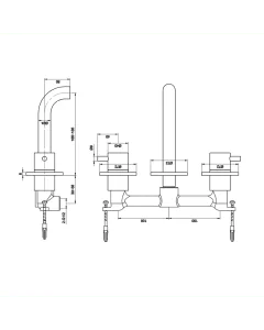 Florence 3-Hole Wall Basin Mixer Chrome