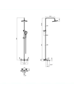 Florence 3 Way Thermostatic Shower Riser Kit Chrome