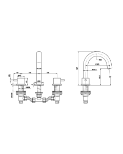 Florence 3-Hole Deck Basin Mixer Chrome