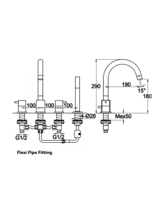 Florence 4-Hole Bath Shower Mixer Chrome