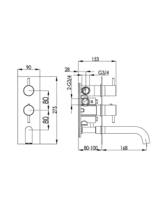 Florence 2-Way Thermostatic Shower with Spout Chrome