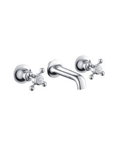 Grosvenor Cross 3 Hole Wall Basin Mixer Chrome