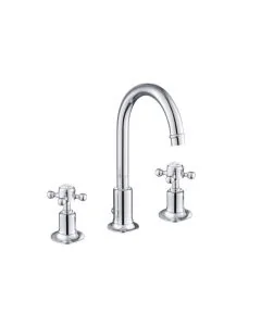 Grosvenor Cross 3 Hole Basin Mixer Chrome
