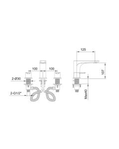 Amore 3-Hole Basin Mixer Chrome
