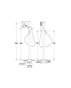 Amore Floor Standing Bath Shower Mixer Chrome