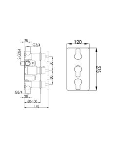 Amore 2-Way Thermostatic Shower Chrome