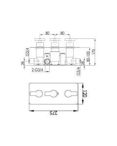 Amore 2-Way Horizontal Thermostatic Shower Chrome