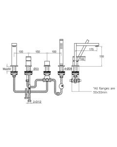 Athena 4-Hole Bath Shower Mixer Chrome