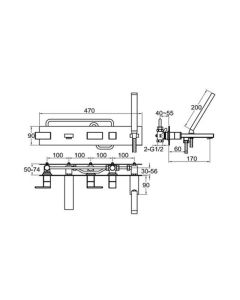 Athena Wall Mounted Bath Shower Mixer Kit Chrome