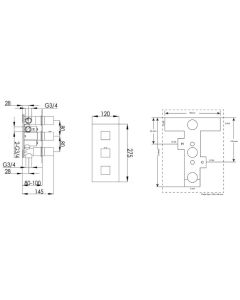 Athena 2-Way Vertical Thermostatic Shower Chrome
