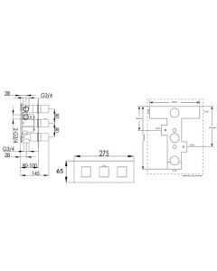 Athena Slim 2-Way Horizontal Thermostatic Shower Chrome