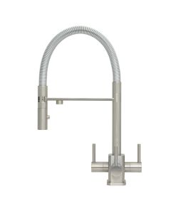 Milano SQ 3 Lever Mixer Cold Filter Tap Brushed Steel