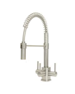Milano SQ 3 Lever Mixer Cold Filter Tap Brushed Steel