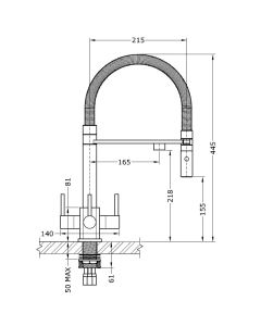 Aquila SQ 3 Lever Mixer Cold Filter Tap Brushed Steel/Black