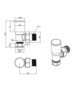 JTP Angled Radiator Valves Chrome 