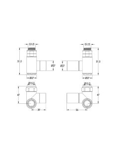 JTP Dual Fuel Radiator Valves Brushed Brass