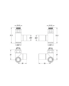 JTP Dual Fuel Radiator Valves Brushed Brass