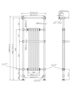 JTP Grosvenor 1500 x 574 Towel Rail Chrome