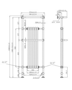 JTP Grosvenor 1500 x 574 Towel Rail Antique Brass