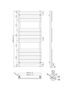 JTP Hix 1200 x 500 Straight Towel Rail Chrome 