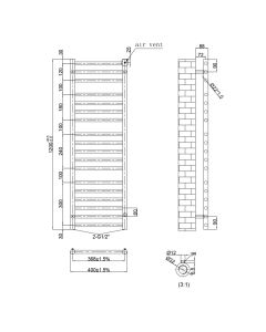 JTP Inox 1200 x 400 Straight Towel Rail Stainless Steel