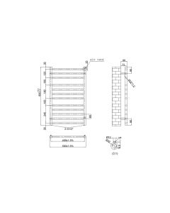 JTP Inox 800 x 500 Straight Towel Rail Stainless Steel