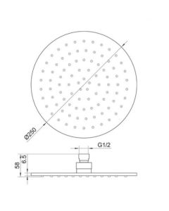 VOS 250mm Round Shower Head Matt Black