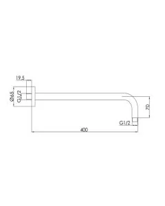 VOS 400mm Wall Shower Arm Brass