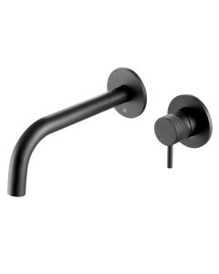 VOS Designer Handle Wall Basin Mixer Matt Black