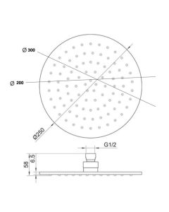 VOS 200mm Round Shower Head Brass