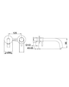 VOS Designer Handle Wall Basin Mixer Matt Black