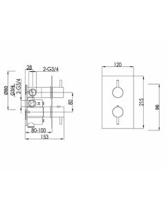VOS Designer Thermostatic Shower Valve Brass