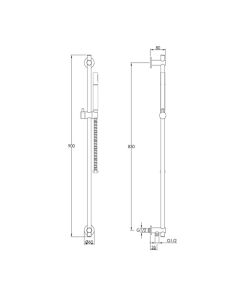 VOS Slide Rail Shower Kit Slim Handset Brass