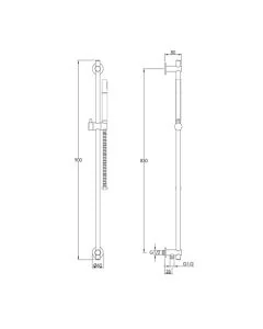 VOS Slide Rail Shower Kit Slim Handset Matt Black