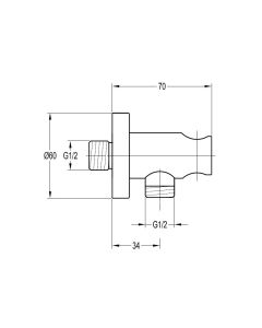 Wall Outlet Elbow With Handset Holder Matt Black