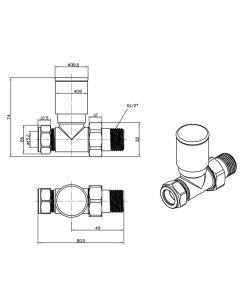 JTP Straight Radiator Valves Chrome 