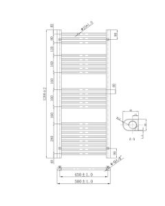 JTP VOS 1200 x 500 Straight Towel Rail Brushed Brass