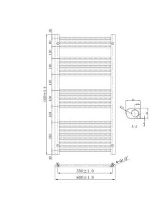 JTP VOS 1200 x 600 Straight Towel Rail Brushed Brass