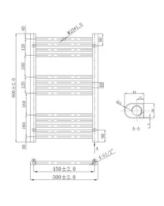 JTP VOS 800 x 500 Straight Towel Rail Brushed Black