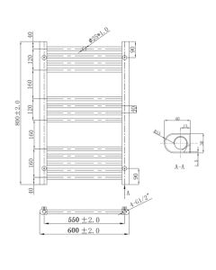 JTP VOS 800 x 600 Straight Towel Rail Brushed Black