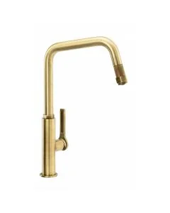 Hex Single Lever Pull Out Sink Mixer Antique Brass