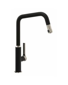 Hex Single Lever Pull Out Sink Mixer Black/Brushed Nickel
