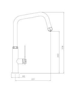 Hex Single Lever Sink Mixer Black/Brushed Nickel